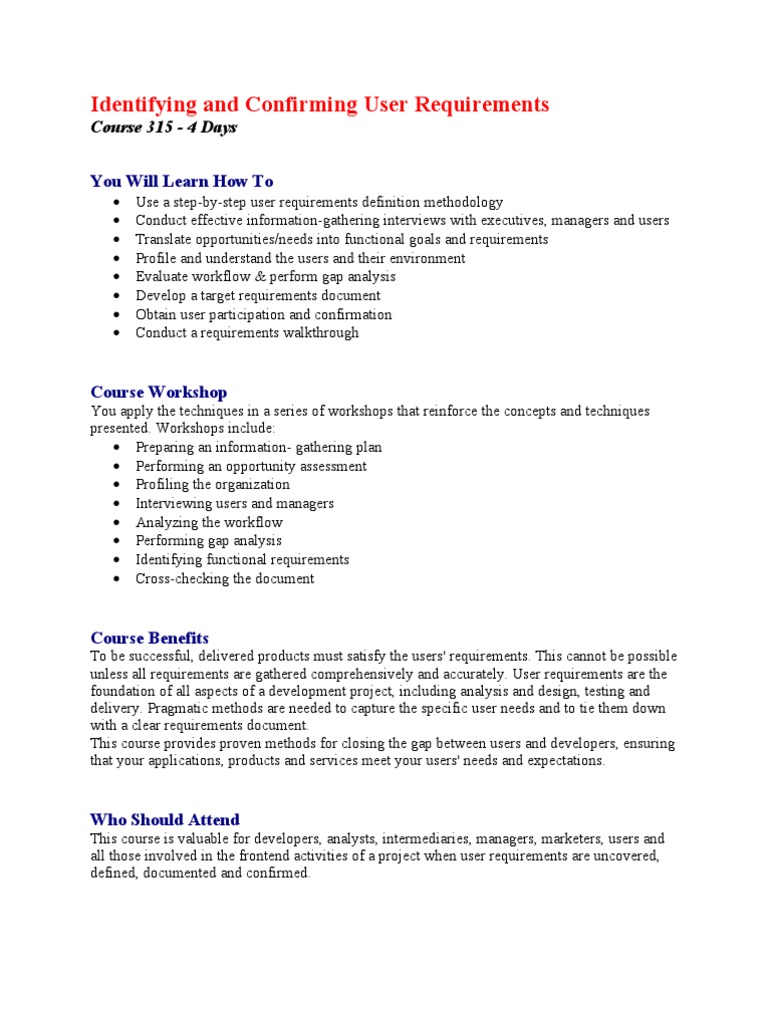 User Requirements Assessment Methodology | PDF | Needs Assessment ...
