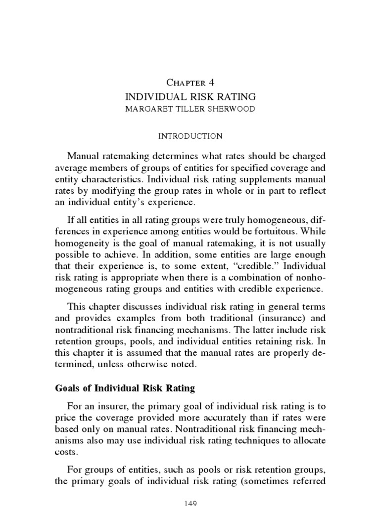 Individual Risk Rating Explained | PDF | Actuary | Insurance