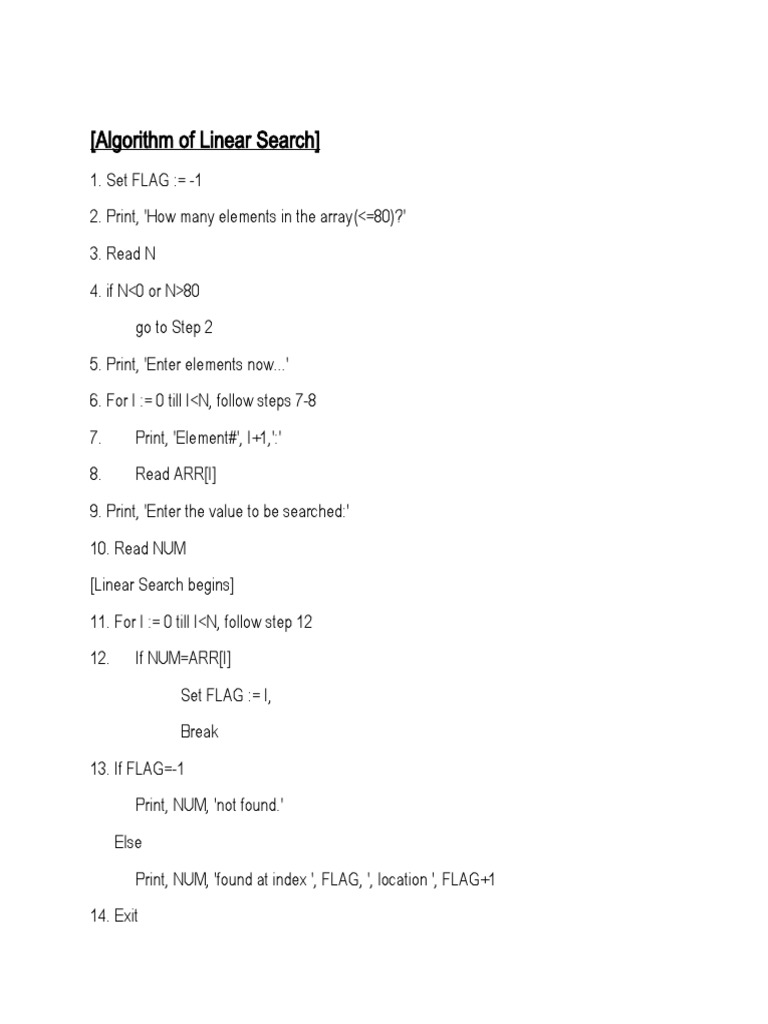 Algorithm of Linear Search | PDF | Pointer (Computer Programming ... image.