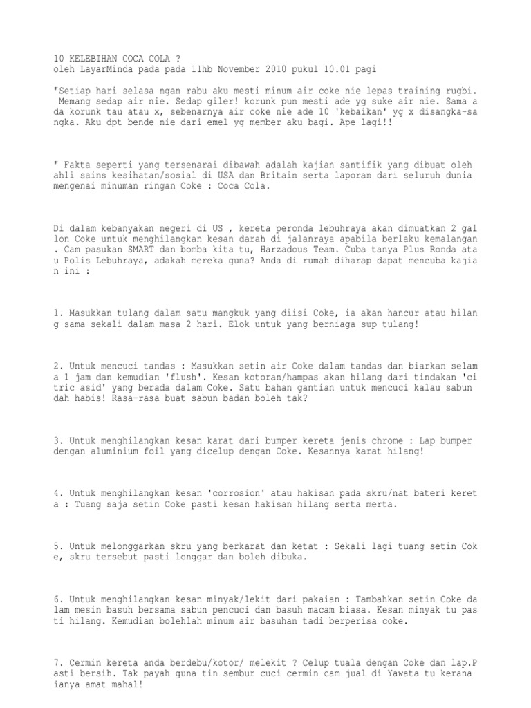 10 Kelebihan Coca-Cola!!!  PDF