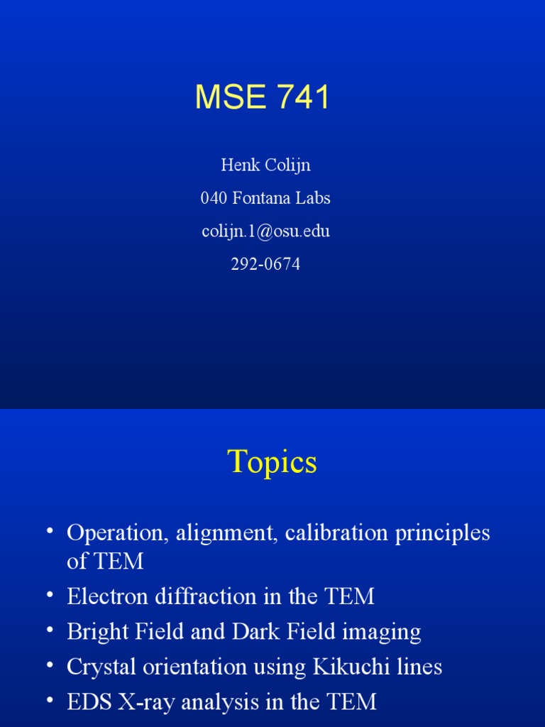 TEM Operation and Alignment Guide | PDF | Transmission Electron ...