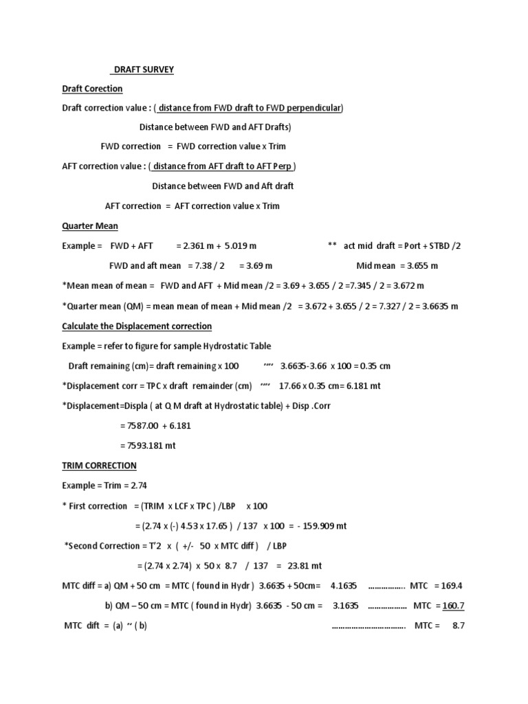 Draft Survey Formula PDF