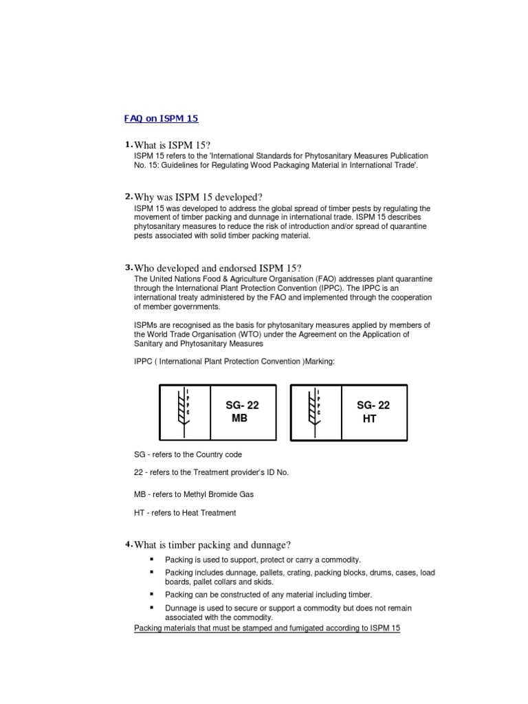 FAQ On ISPM 15 | PDF | Business | Nature