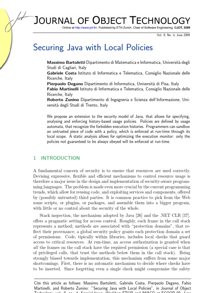 Enhancing Java Security with Local Policies | PDF | Internet Forum ...