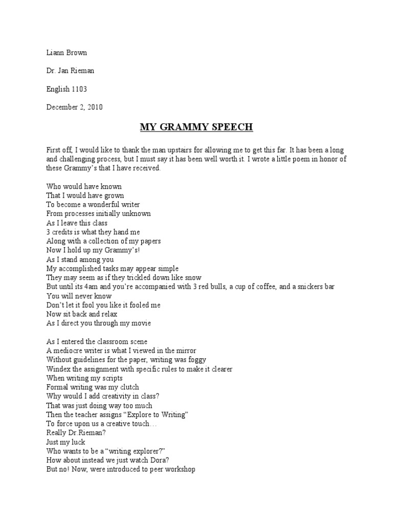 Grammy Speech | PDF