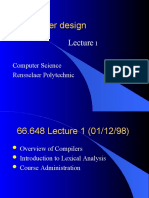 CS Lecture 1 Intro to Lexical Analysis & Compiler Design