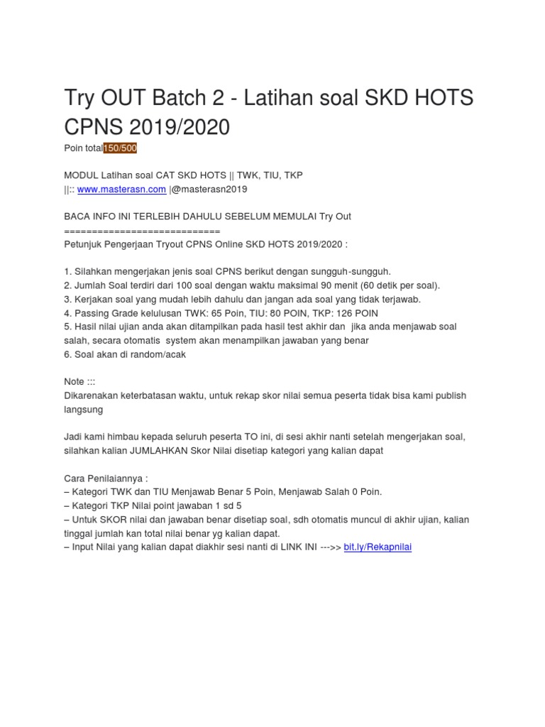 Soal Try Out Twk Cpns  2021  Dunia Sosial