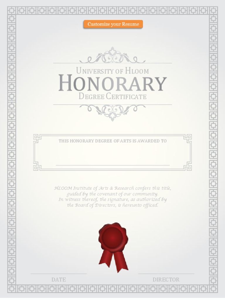 Honorary Degree Certificate Template  PDF Inside Doctorate Certificate Template