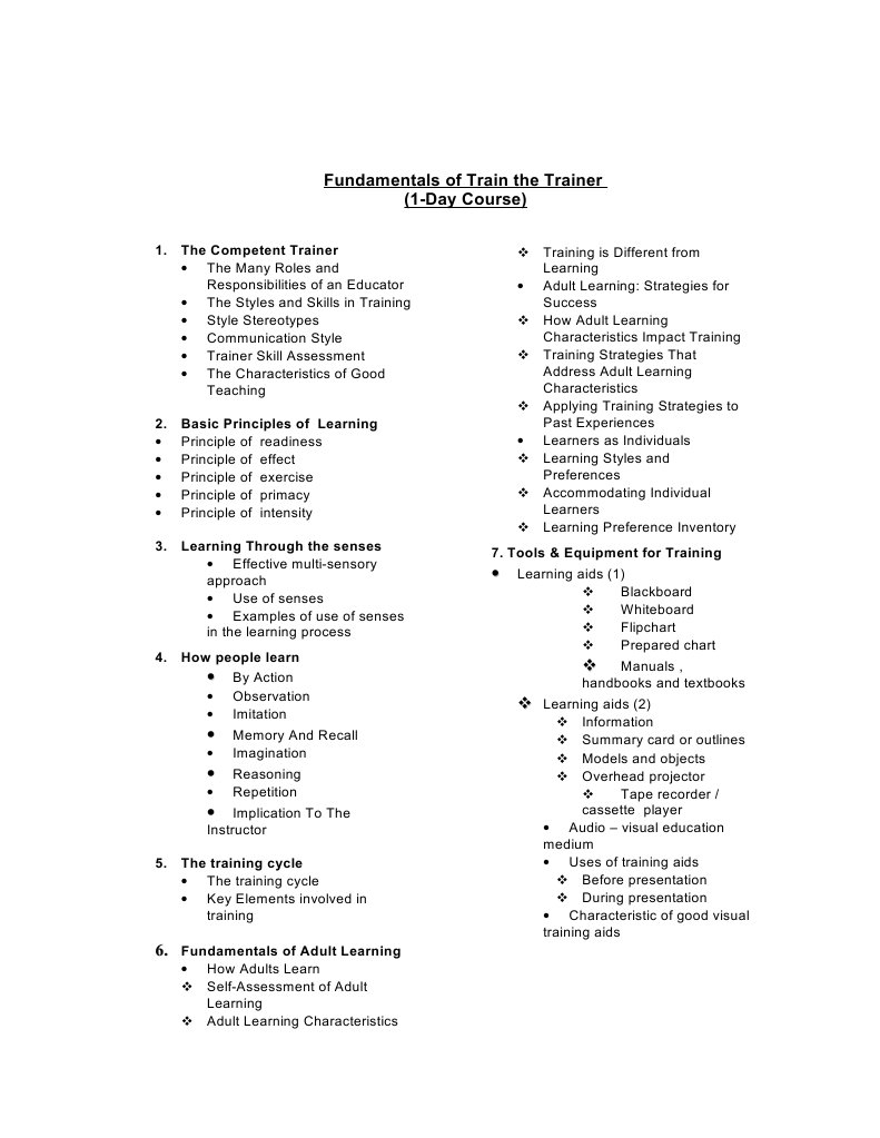 Train the Trainer Course Essentials | PDF | Adult Education | Learning ...