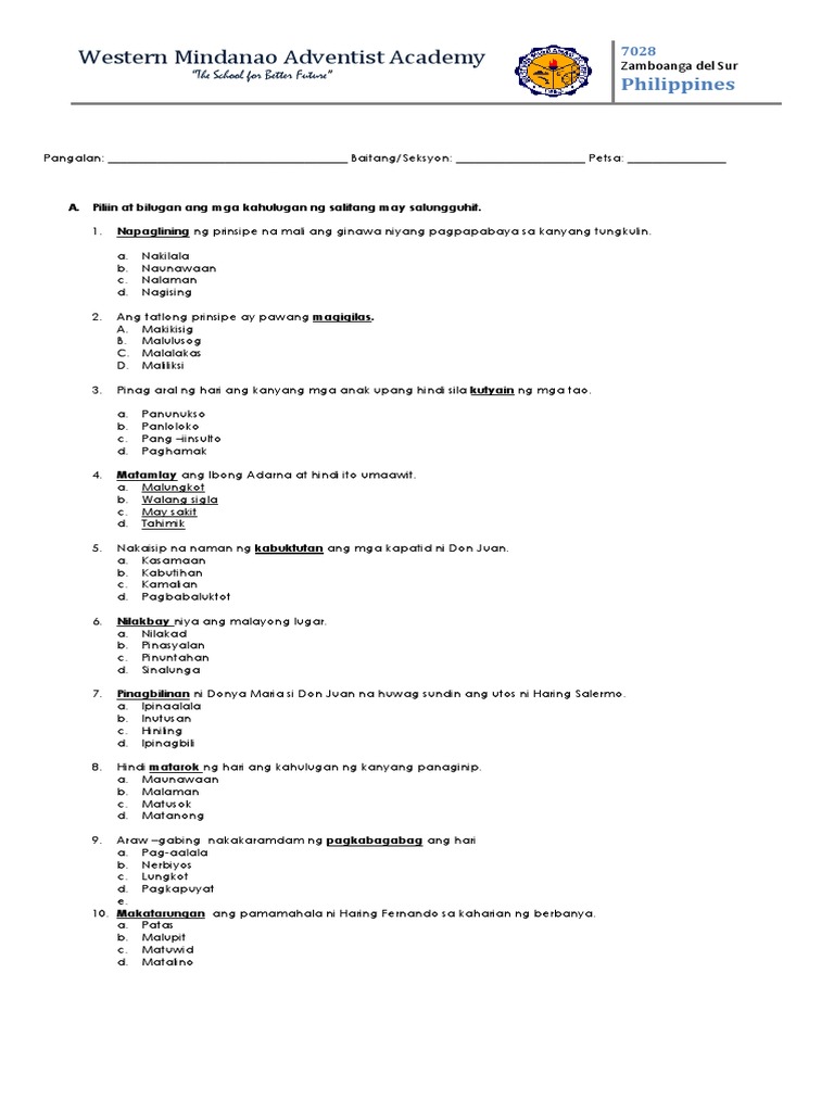2nd Midterm Examination in Fil GRADE 7 | PDF