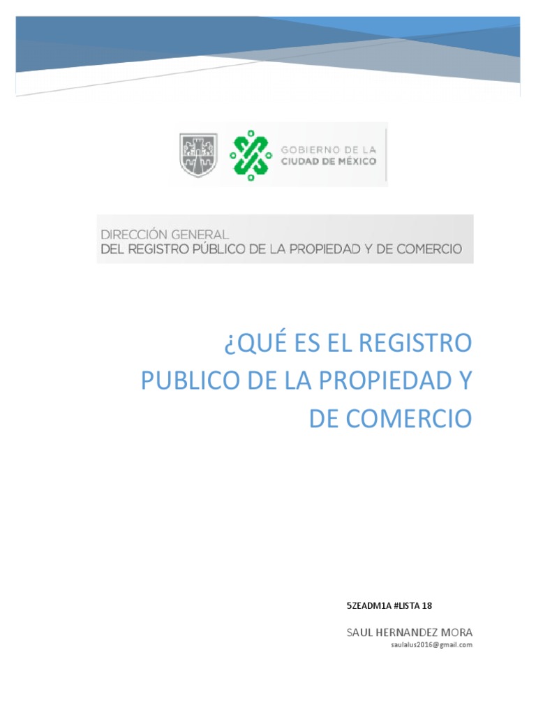 Registro publico de la propiedad y comercio Ley común