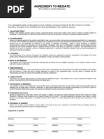 Agreement To Mediate - CCR Form