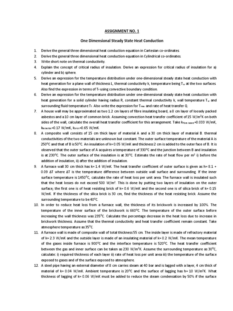 One-Dimensional Heat Conduction Analysis | PDF | Science & Mathematics ...