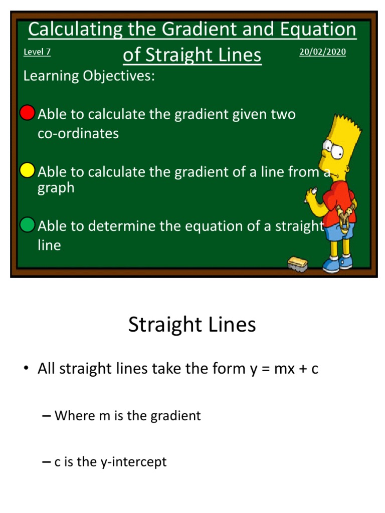 Calculating The Gradient and Equation of Straight Lines | PDF