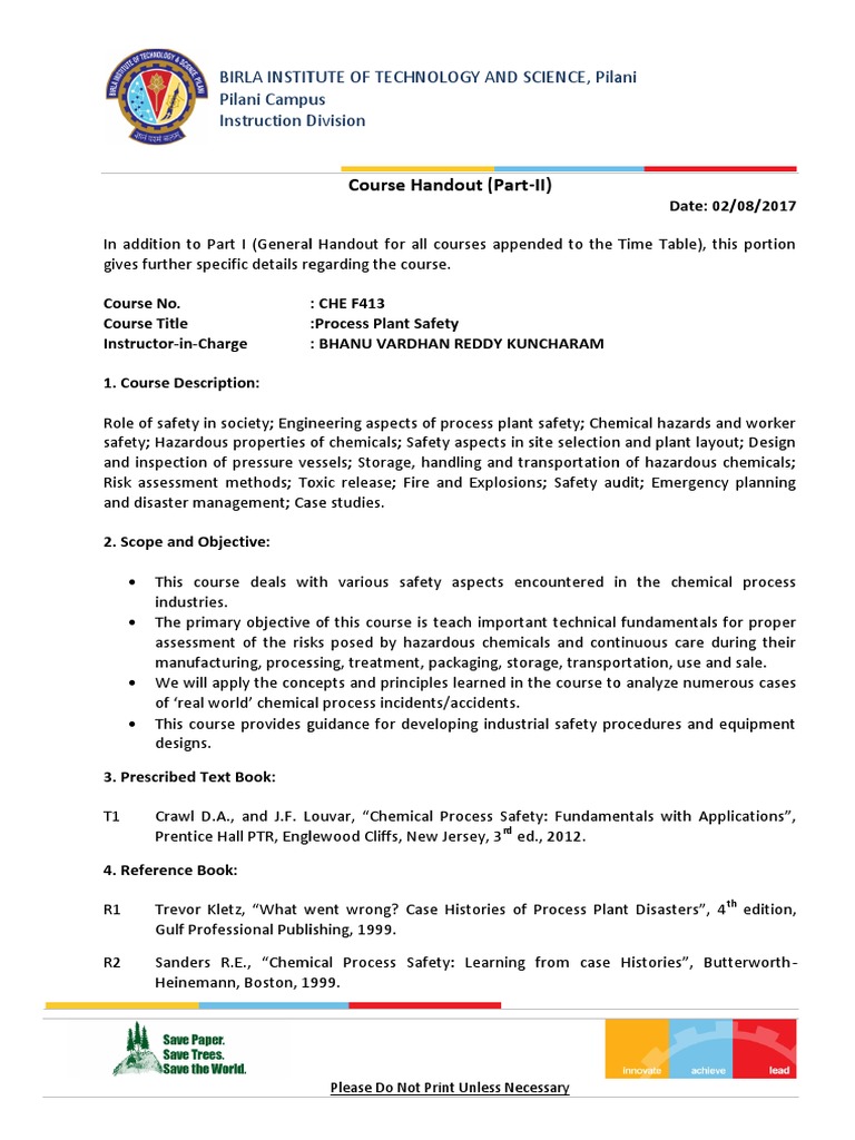 Process Plant Safety Course | PDF | Science & Mathematics