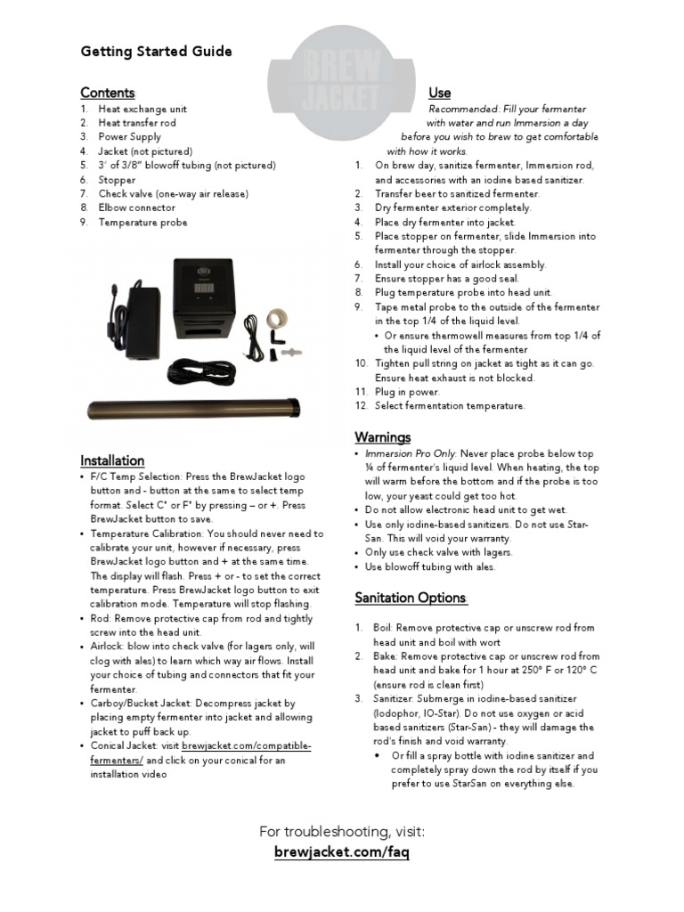 BrewJacket Immersion Pro Setup Guide | PDF