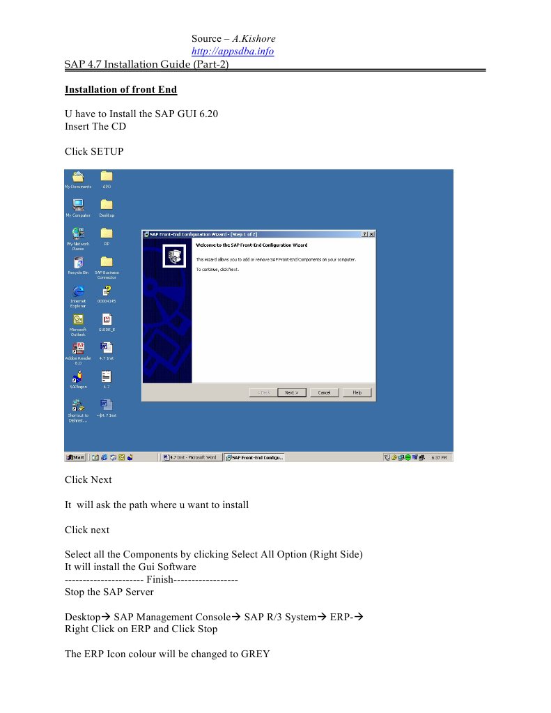SAP 4.7 Front End Installation Guide | PDF | Computers