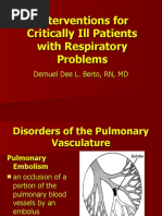 Interventions For Critically Ill Patients With Respiratory Problems Lecture