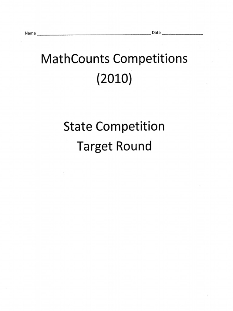 MathCounts2010 Target Round (State Competion) PDF PDF