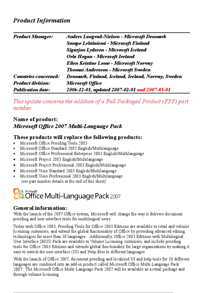 Ms Office Language Pack 2007 Croatian