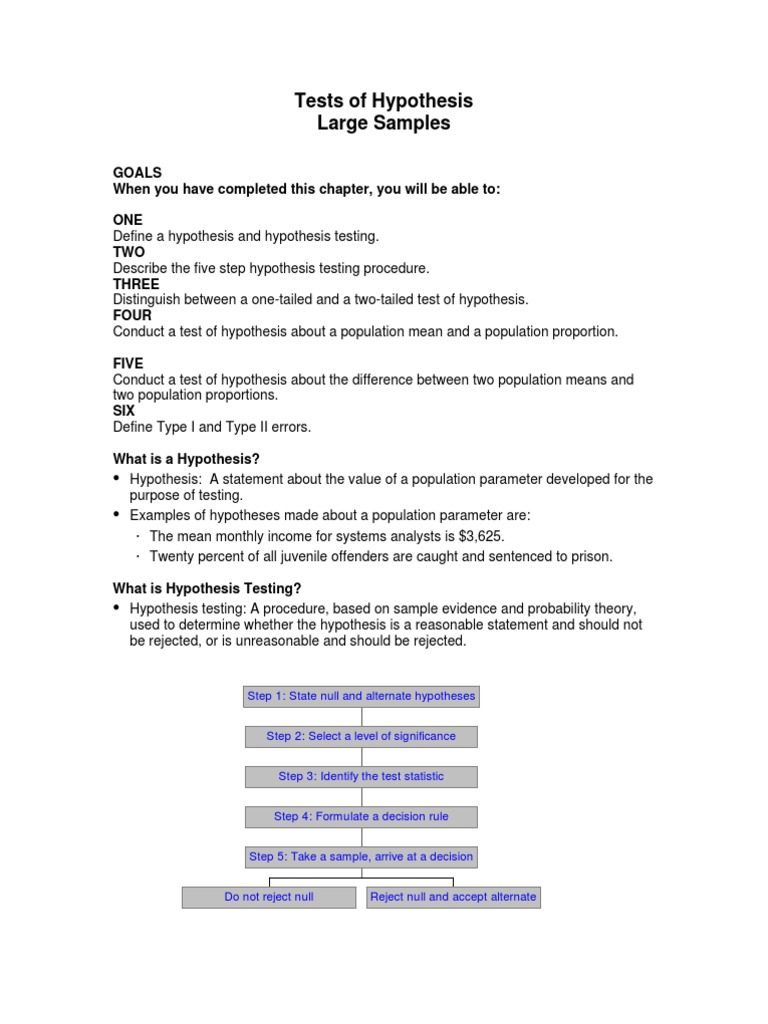 Tests of Hypothesis-Large Samples | PDF | Statistical Hypothesis ...