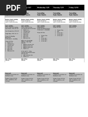 Daily Agenda Project 08 Creating Style Sheets