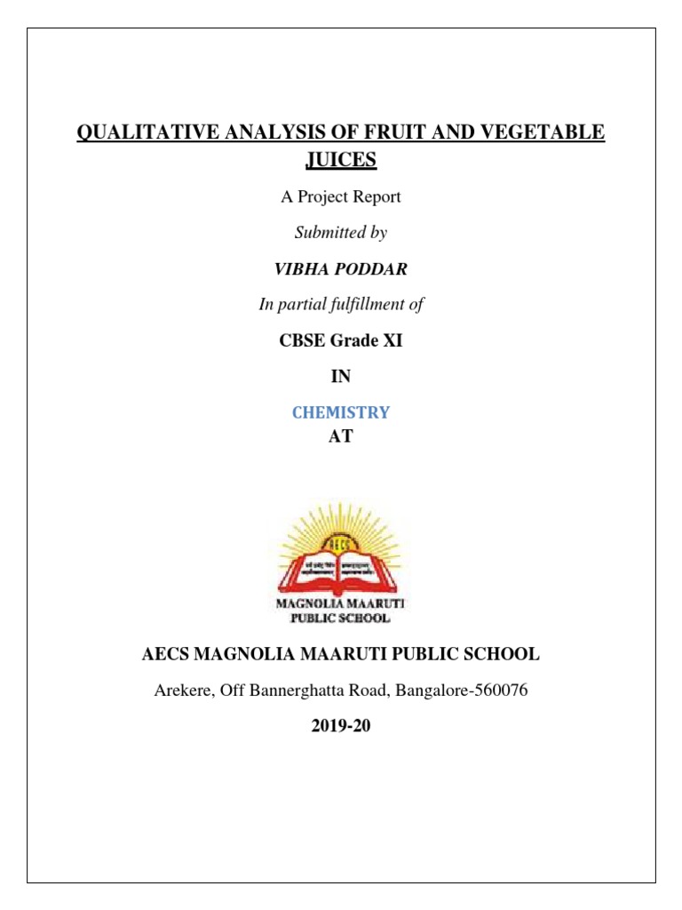 Qualitative Analysis of Fruit and Vegetable Juices | PDF