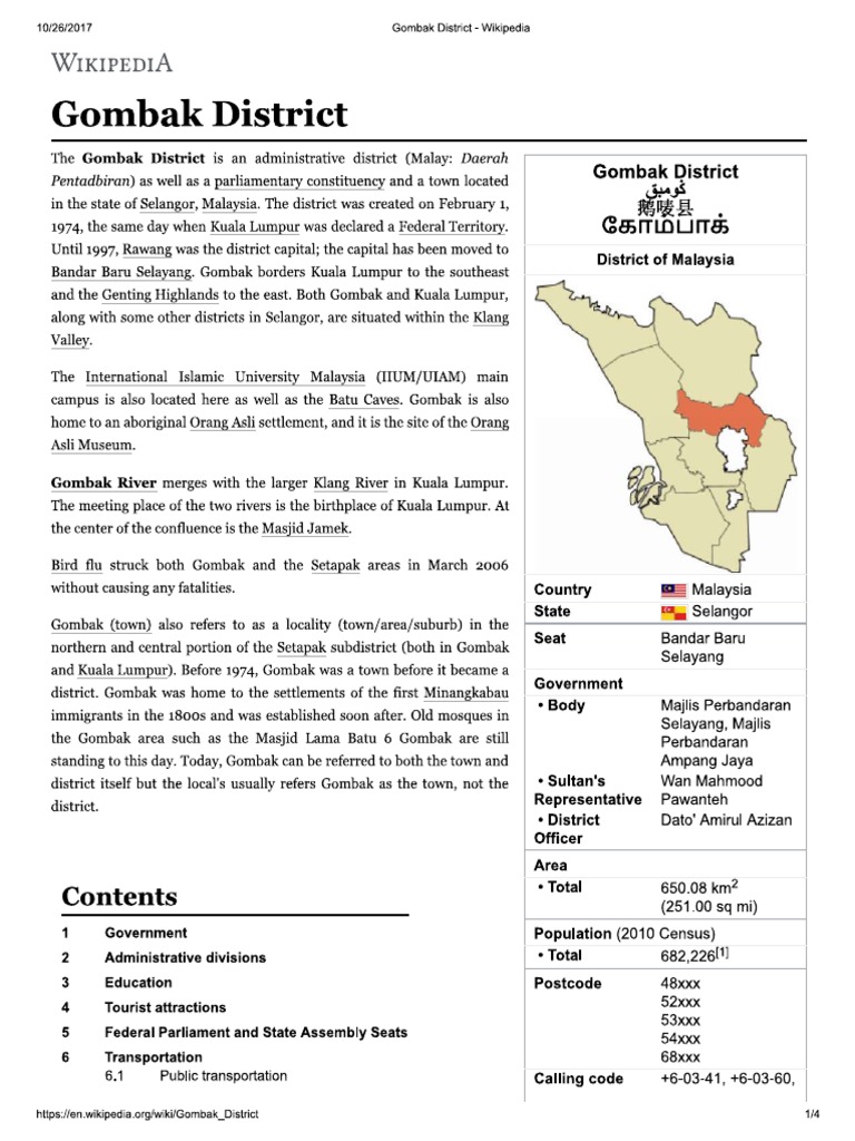 Gombak District Wikipedia Pdf