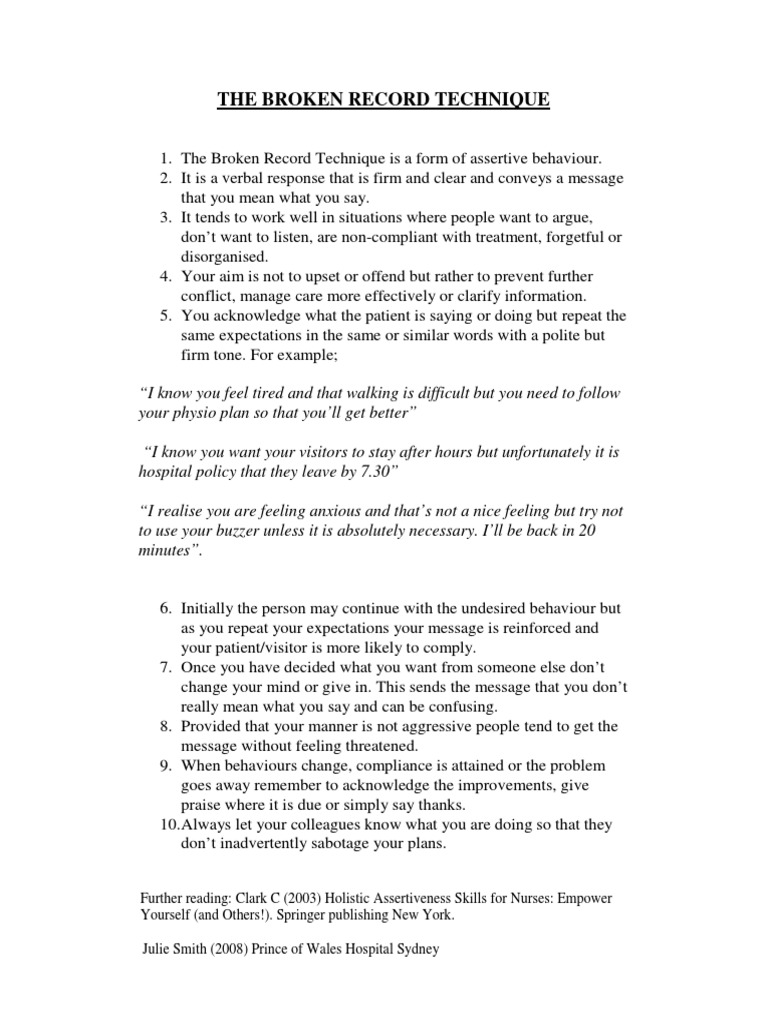 Broken Record Technique PDF