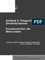 Pregunta Dinamizadora Unidad 2 Fundamentos de Mercadeo