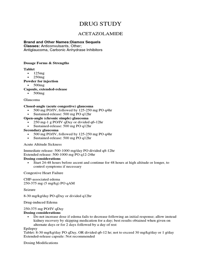 Acetazolamide: Clinical Use Guide | PDF | Wellness
