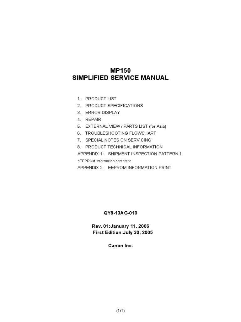 canon mp145 specification