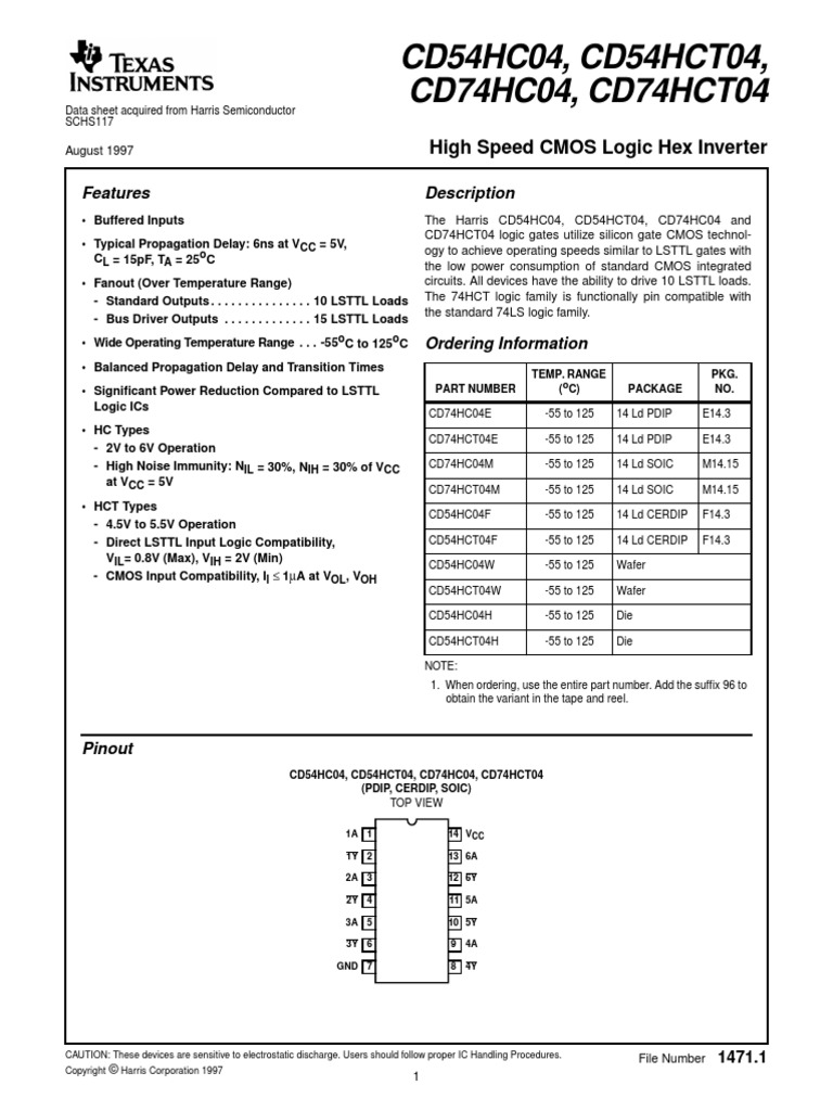 74HC04 | PDF | Logic Gate | Cmos