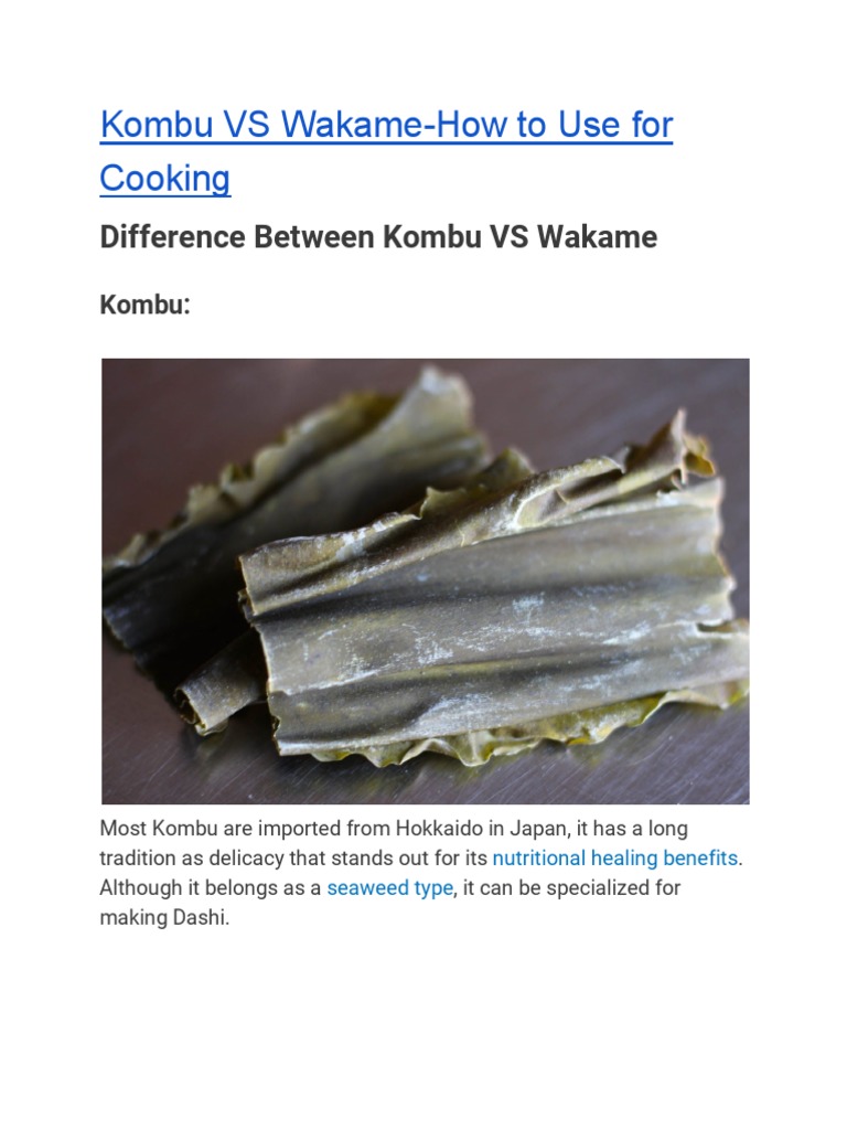 Kombu Vs WakameHow To Use For Cooking PDF Japanese Cuisine Food