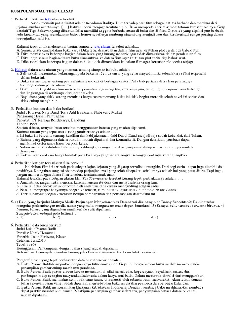 Kumpulan Soal Teks Ulasan Docx