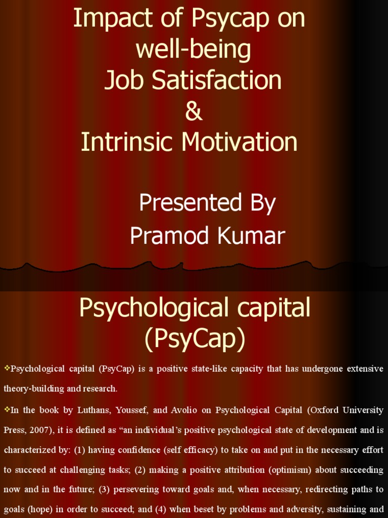 PsyCap's Impact on Well-being & Job Satisfaction | PDF | Motivational ...