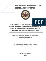 TD - 2017 Conocimiento y Actitudes Sobre El Nuevo Codigo Procesal Penal en El Personal de La Division de Investigacion Criminal PNP