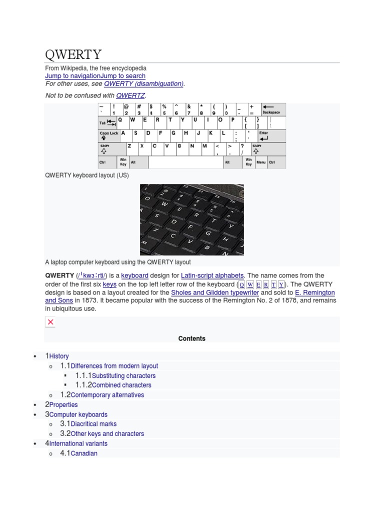 A History of Qwerty PDF Typewriter Computer Keyboard