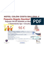 Paquete-regalo Navidad 2010-11 Hotel Colón Costa Ballena