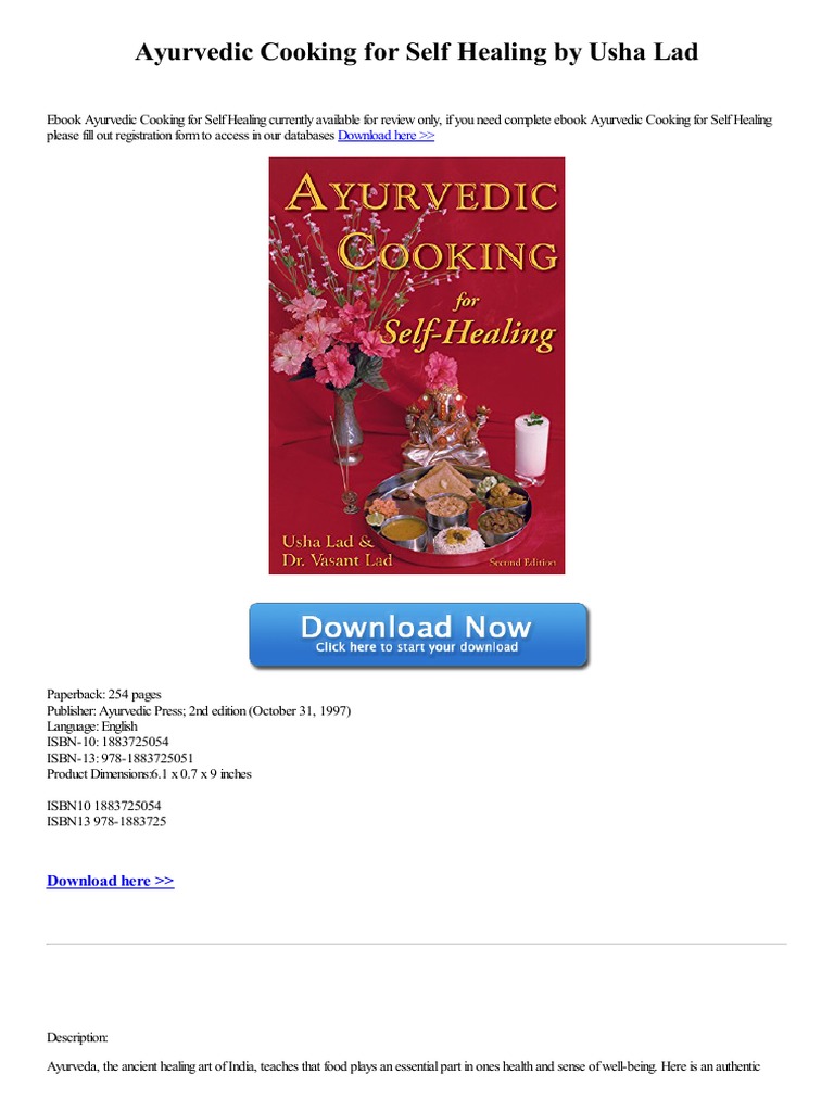 Ayurvedic Cooking For Self Healing PDF