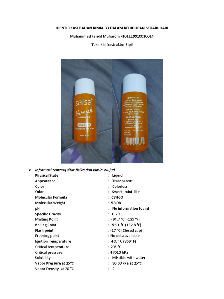 Acetone Chemical Identification Guide | PDF | Chemistry | Nature