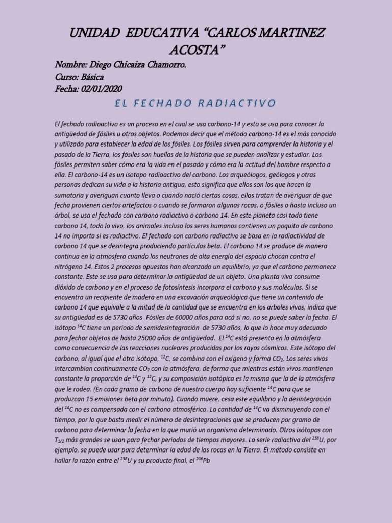 Fechado Radiactivo: Carbono-14 y Fósiles | PDF | Datación por ...