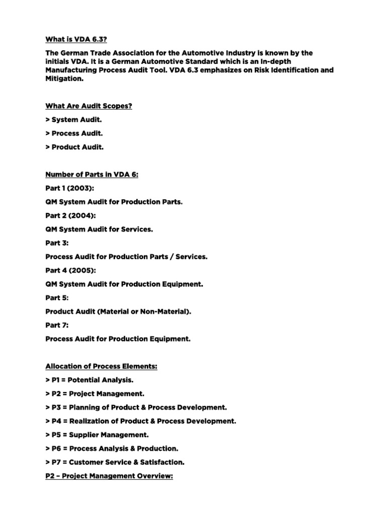 What Is VDA 6.3? PDF