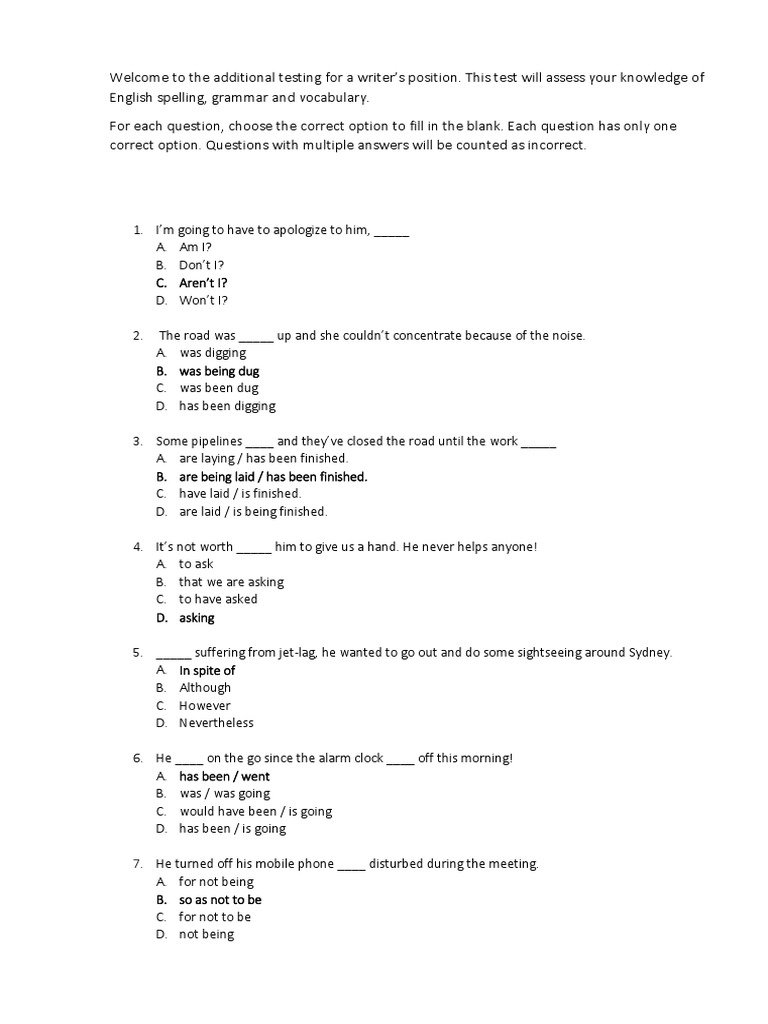Additional Grammar Test