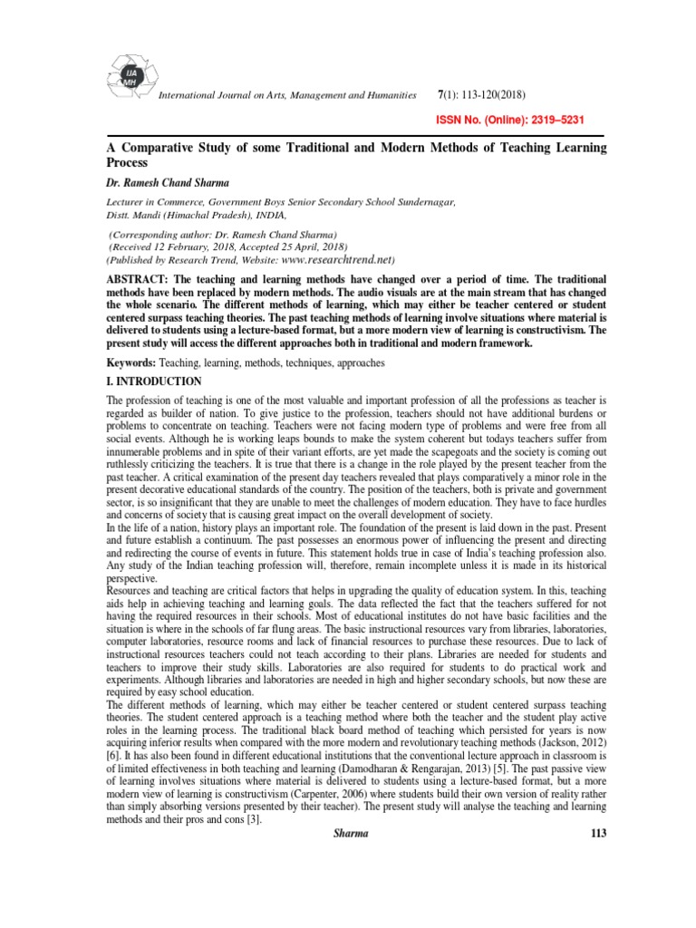 Traditional vs. Modern Teaching Methods | PDF