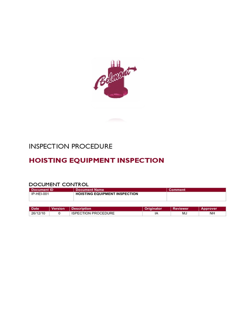 Hoist Equipment Inspection Procedure PDF