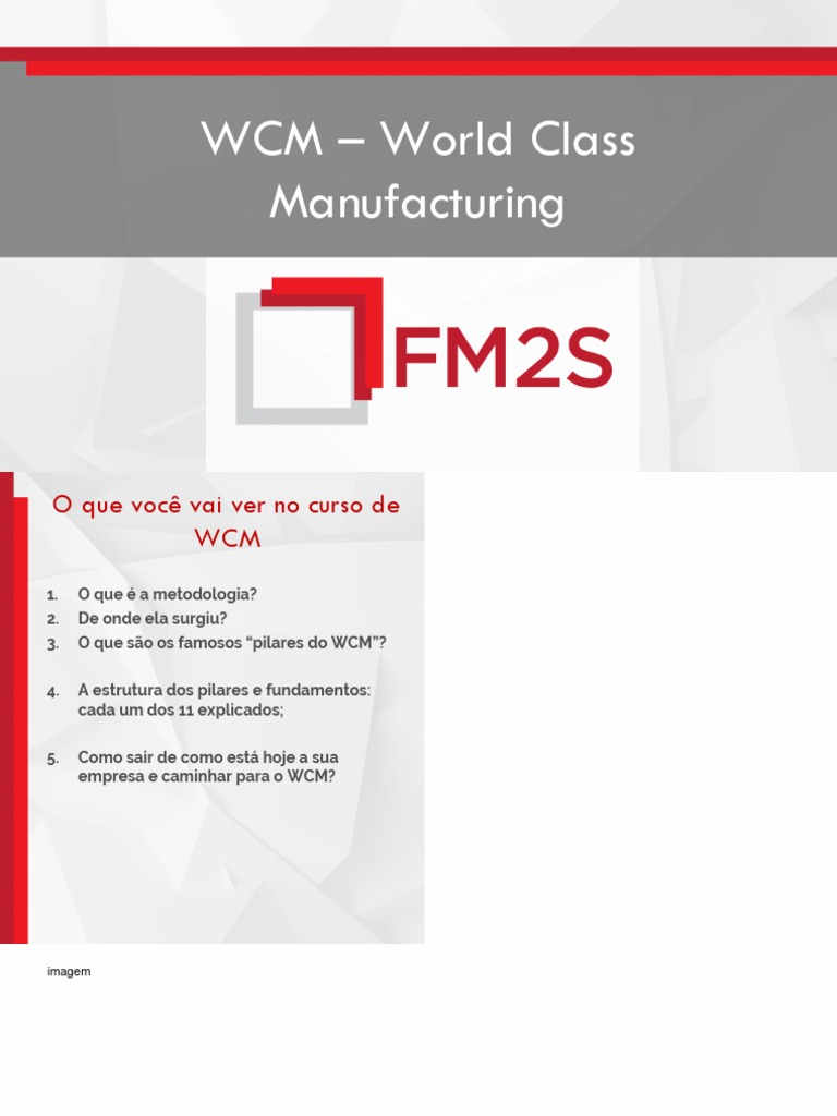 WCM (World Class Manufacturing) e Lean Manufacturing. Estruturas  diferentes, mesma origem.