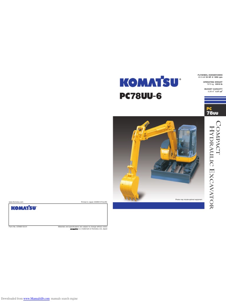Komatsu PC78UU-6 Excavator Specs | PDF