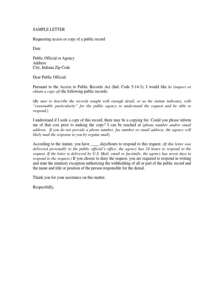 Sample Records Request Letter PDF | PDF