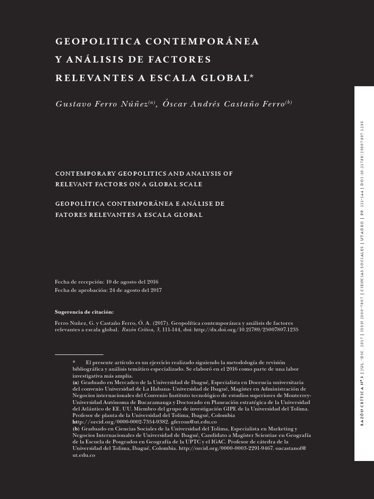 Análisis de Geopolítica Global Contemporánea | PDF
